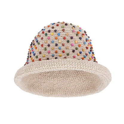 The Sak Lanie Bucket Hat - Hand Crochet - Ecru Multi Beads