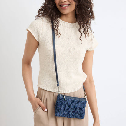 The Sak Vita Convertible Wristlet - Hand Crochet - Denim Tonal Straw