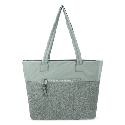 Sakroots Banyan Shoulder Tote - EcoTwill - Sage Flower Blossom Quilted
